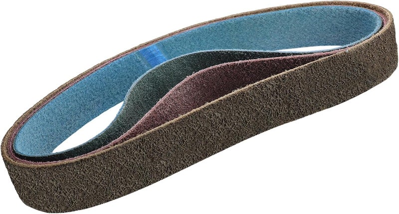 SACKORANGE 3 Pack 2 X 42 Inch Coarse, Medium, and Fine Grits Assortment Non Woven Surface Conditioning Sanding Belts for Knife Makers and Metal Fabricators Profession Sander Belt - Image 1